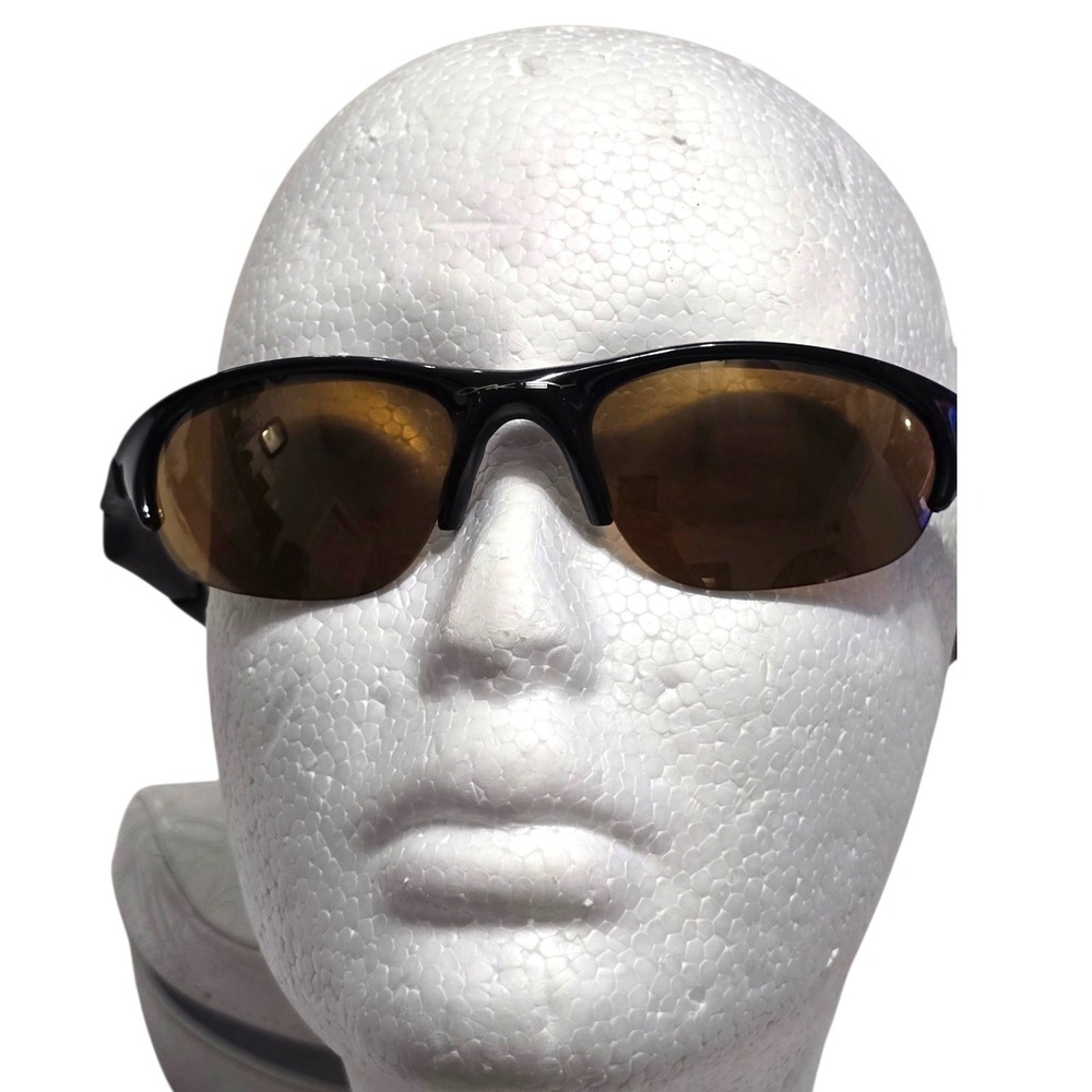 Oakley Half Jacket Sunglasses Black Frame Amber Lens Gold Logo with Case